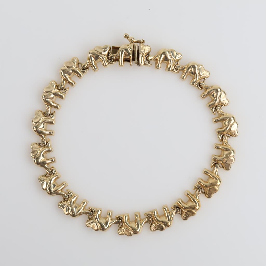 14kt Gold Hollow Elephant Bracelet