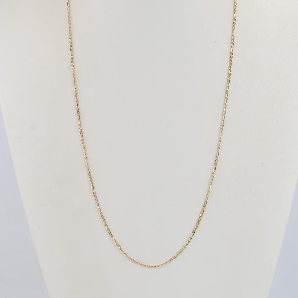 14kt Gold Hollow Figaro Chain Necklace