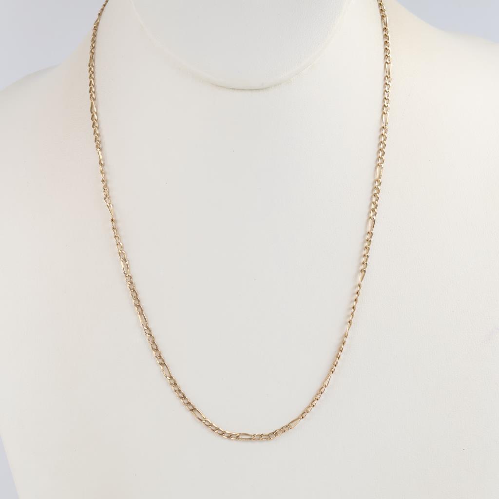 14kt Gold Hollow Figaro Chain Necklace