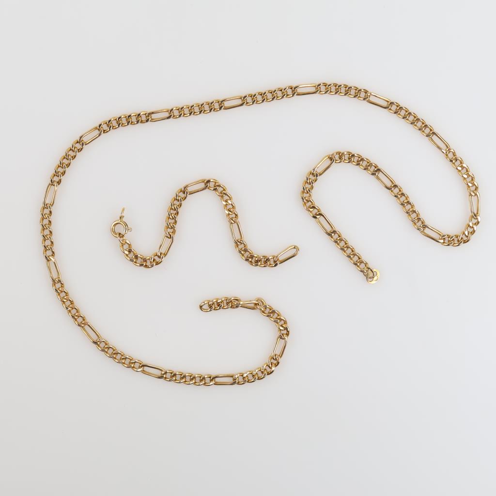 14kt Gold Hollow Figaro Chain Necklace