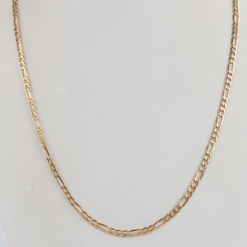 14kt Gold Hollow Figaro Chain Necklace
