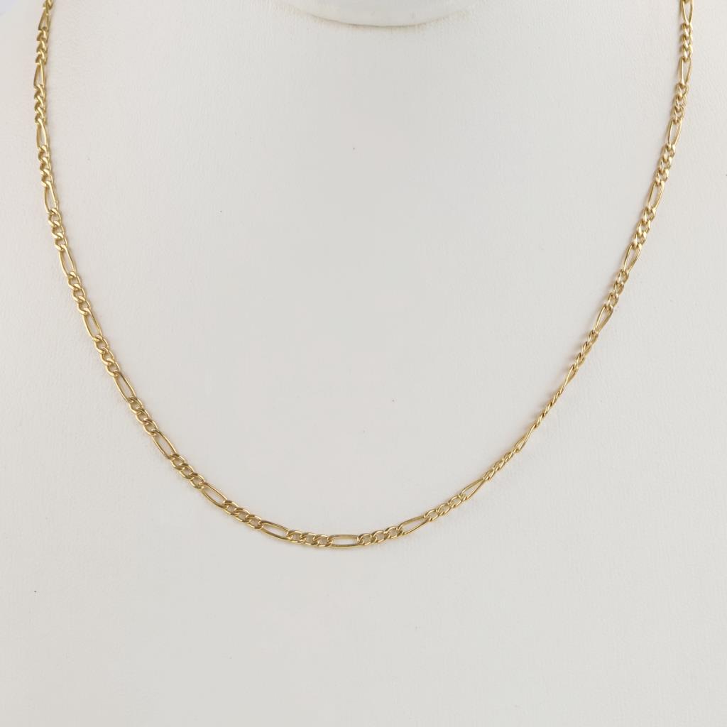 14kt Gold Hollow Figaro Link Necklace