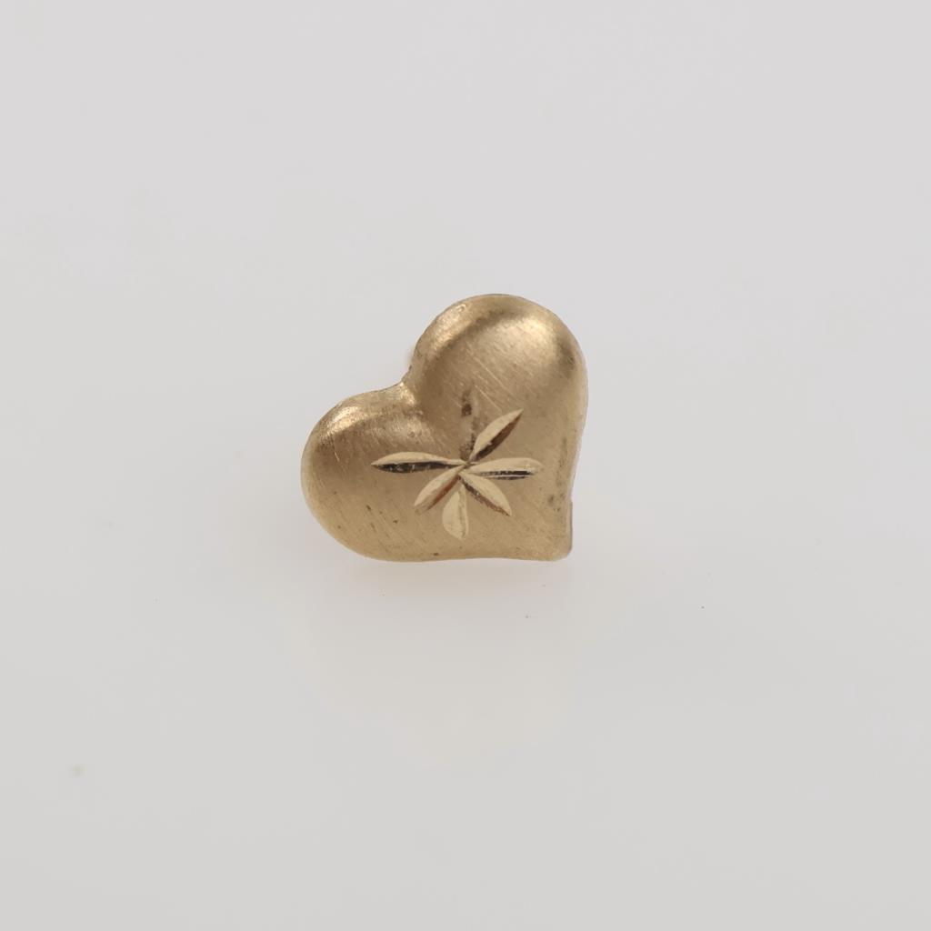 14kt Gold Hollow Heart Stud Earring