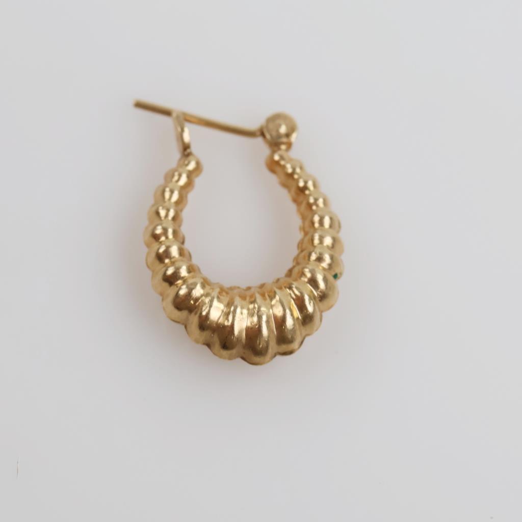 14kt Gold Hollow Hoop Single Earring