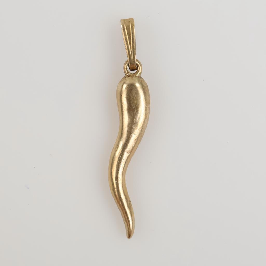 14kt Gold Hollow Italian Horn Pendant