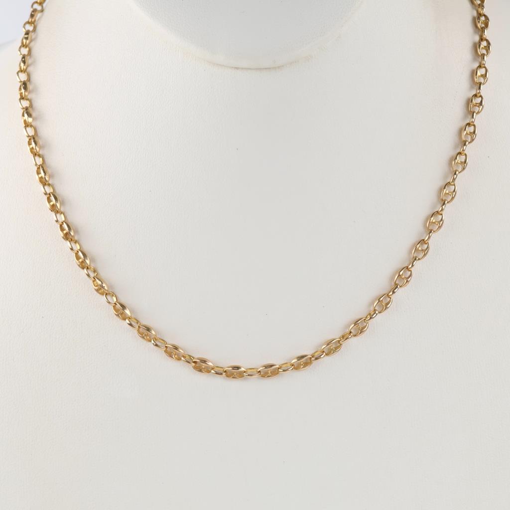 14kt Gold Hollow Mariner Link Necklace