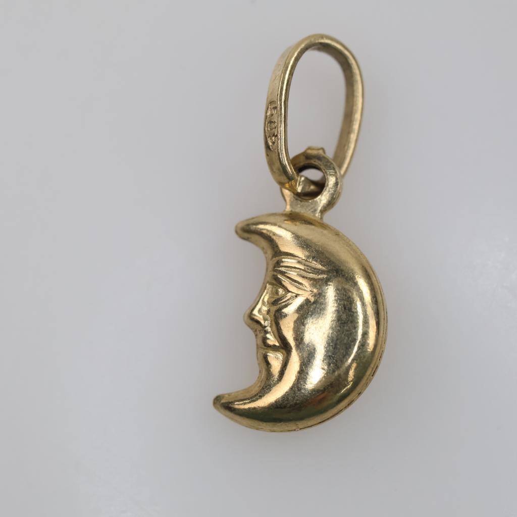 14kt Gold Hollow Moon Pendant