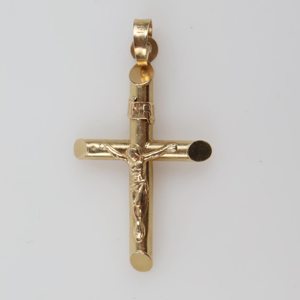 14kt Gold Hollow Religious Pendant