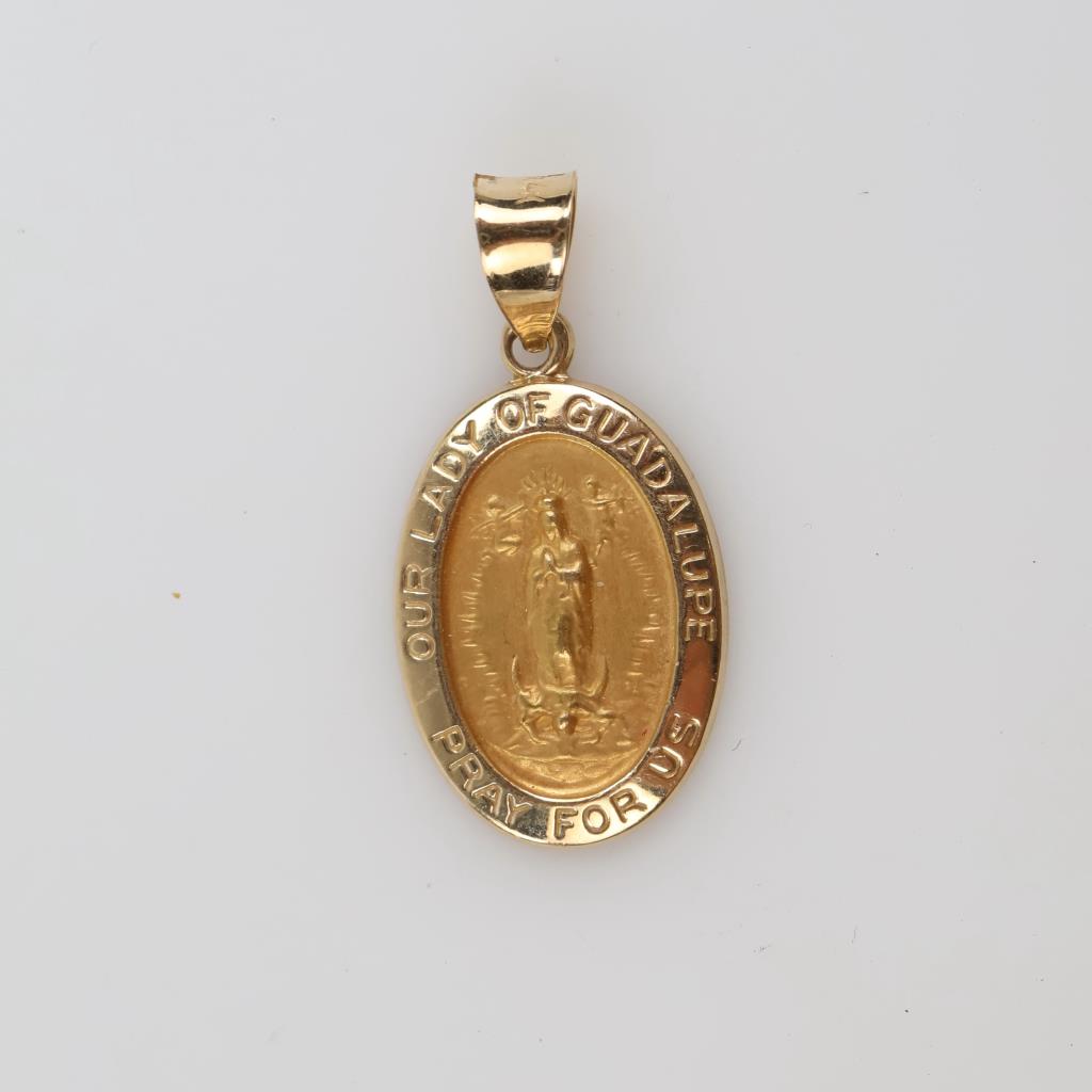14kt Gold Hollow Religious Pendant