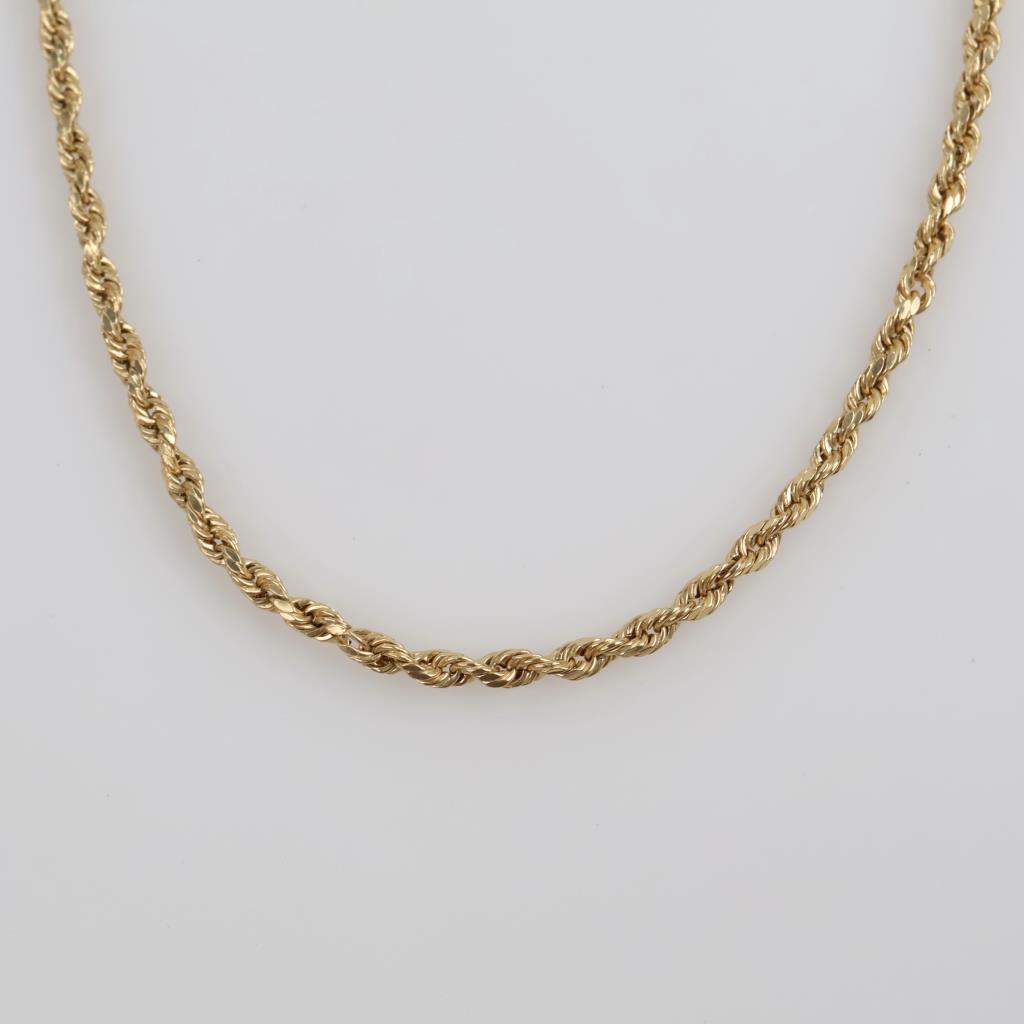 14kt Gold Hollow Rope Chain Necklace