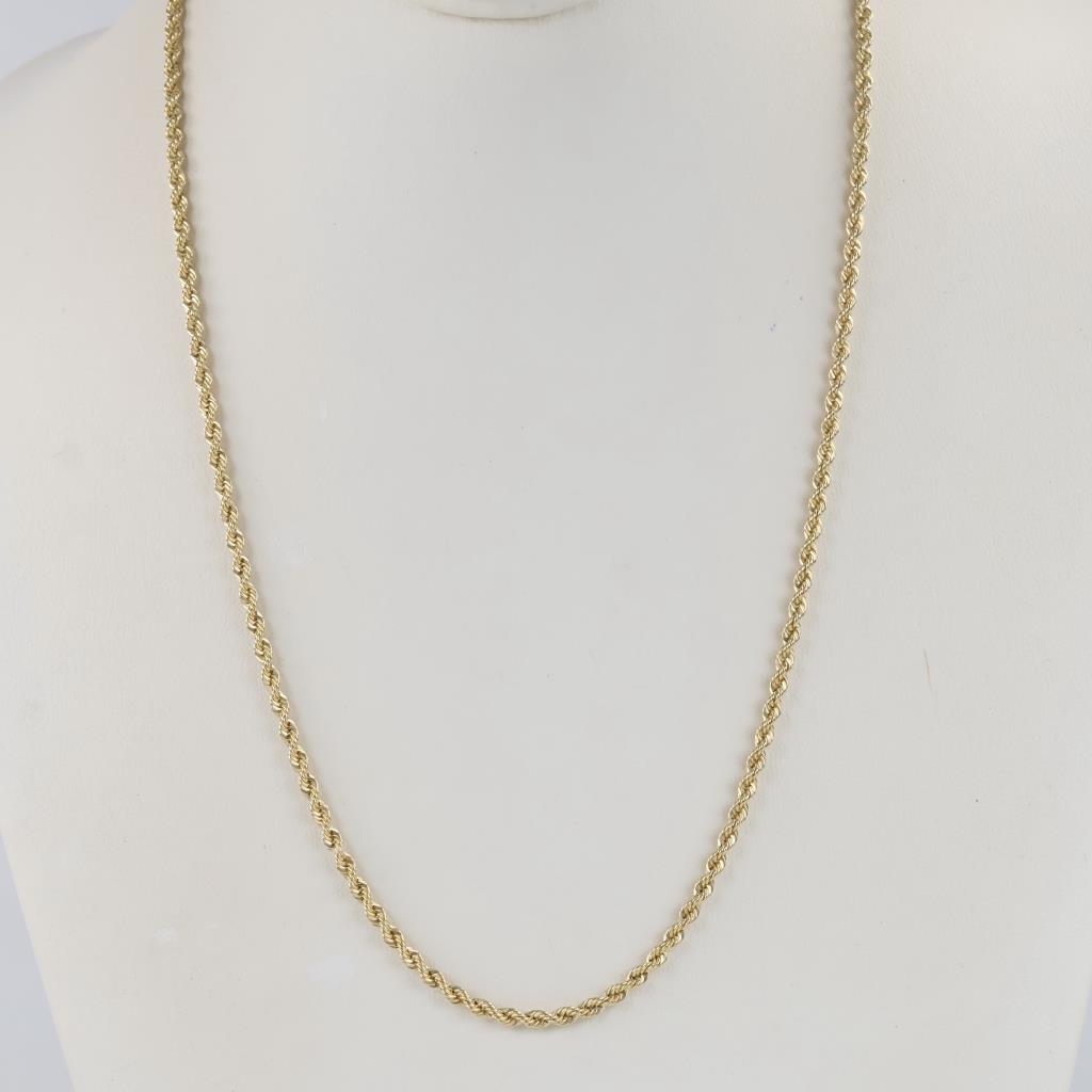 14kt Gold Hollow Rope Chain Necklace