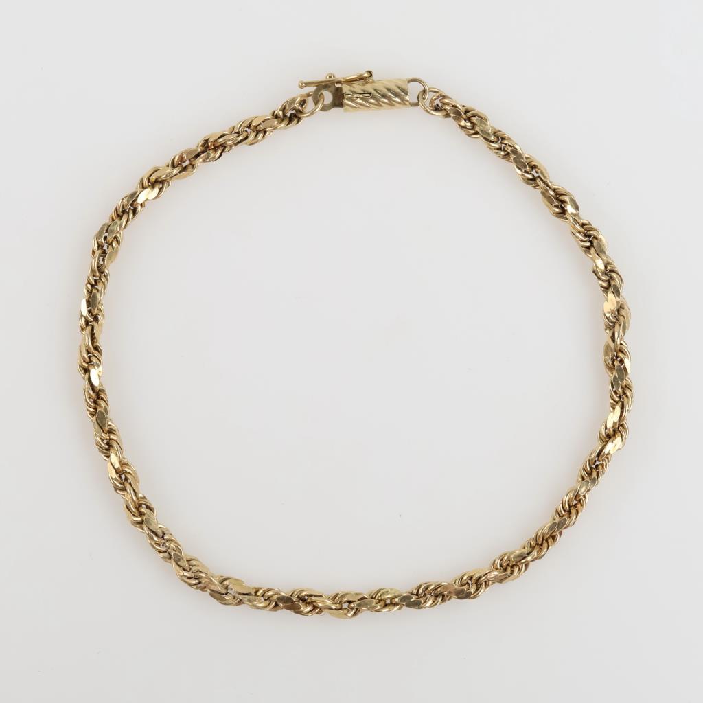 14kt Gold Hollow Rope Link Bracelet