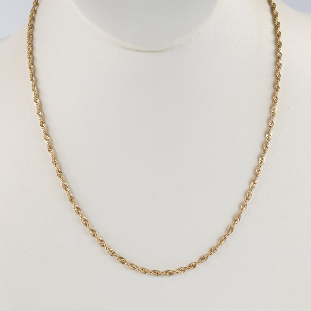 14kt Gold Hollow Rope Link Necklace