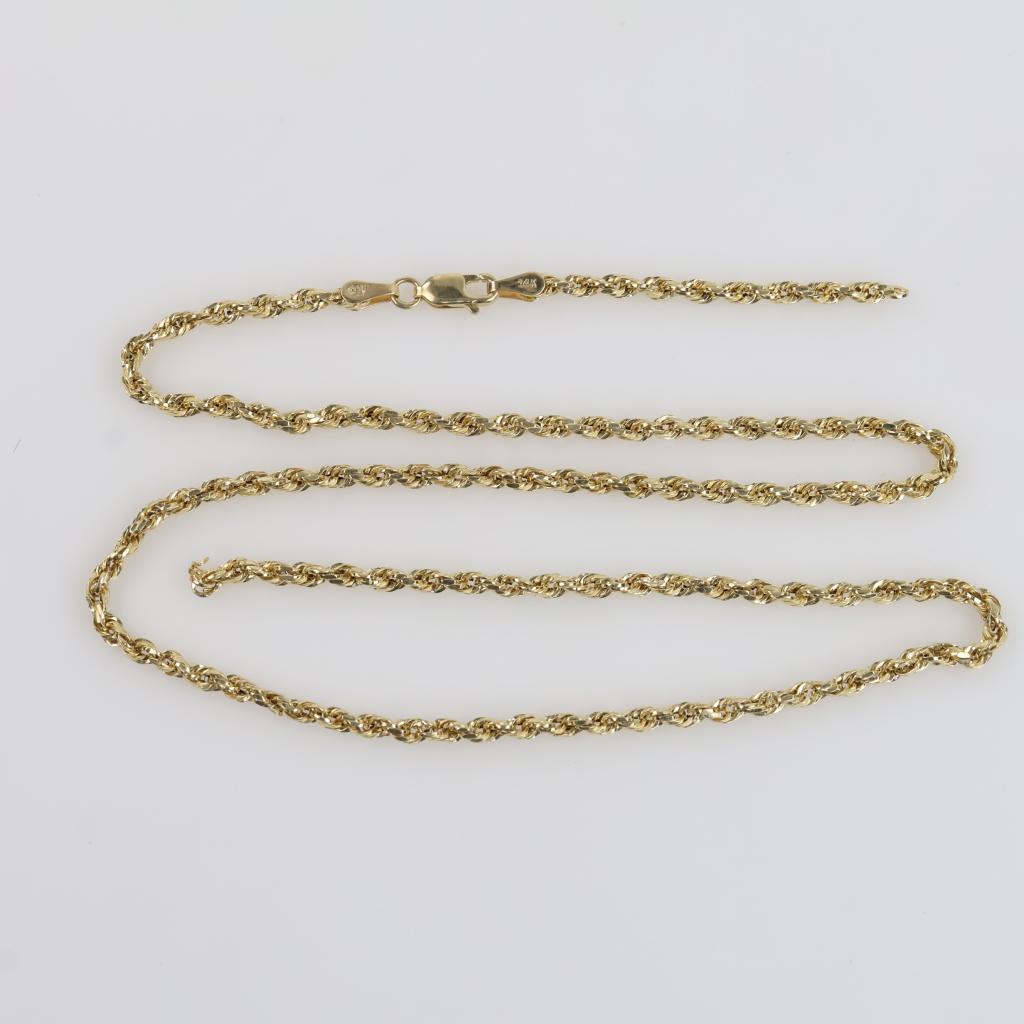 14kt Gold Hollow Rope Necklace