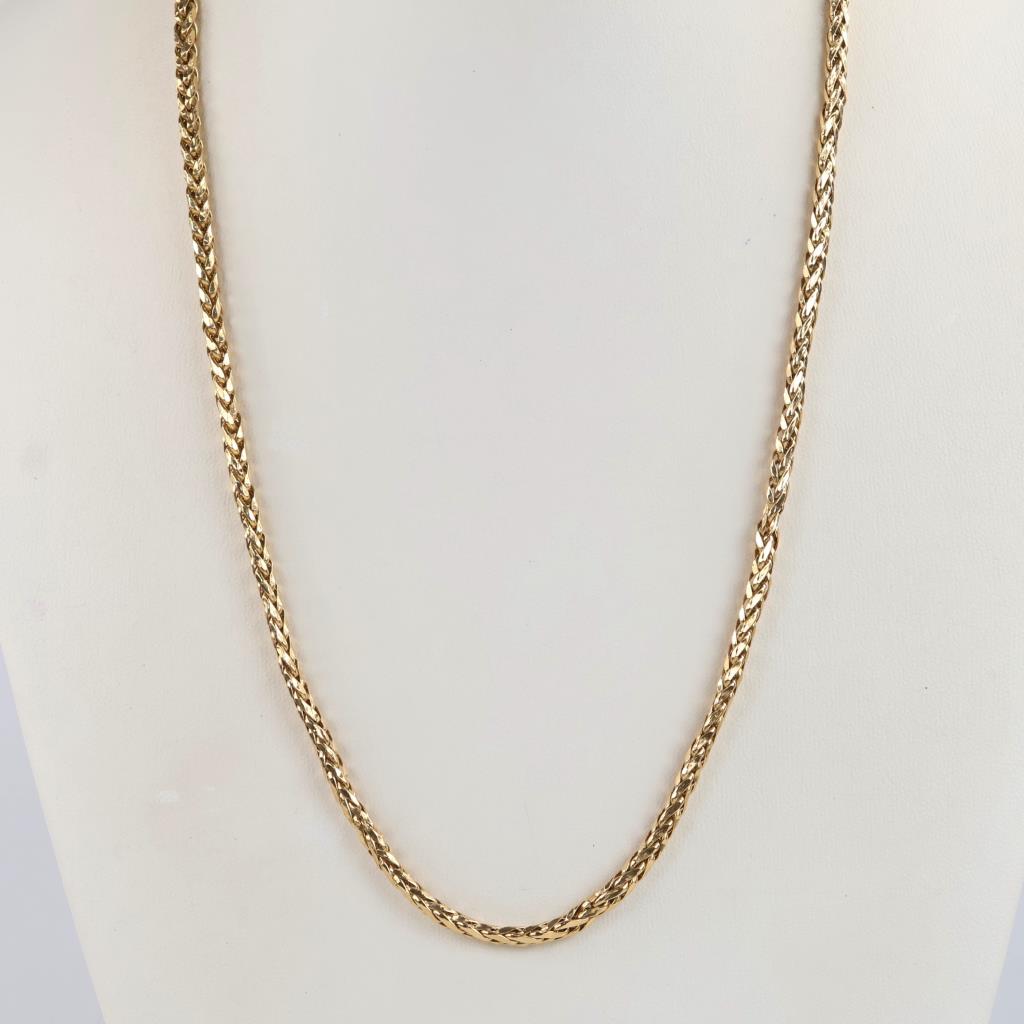 14kt Gold Hollow Wheat Link Necklace
