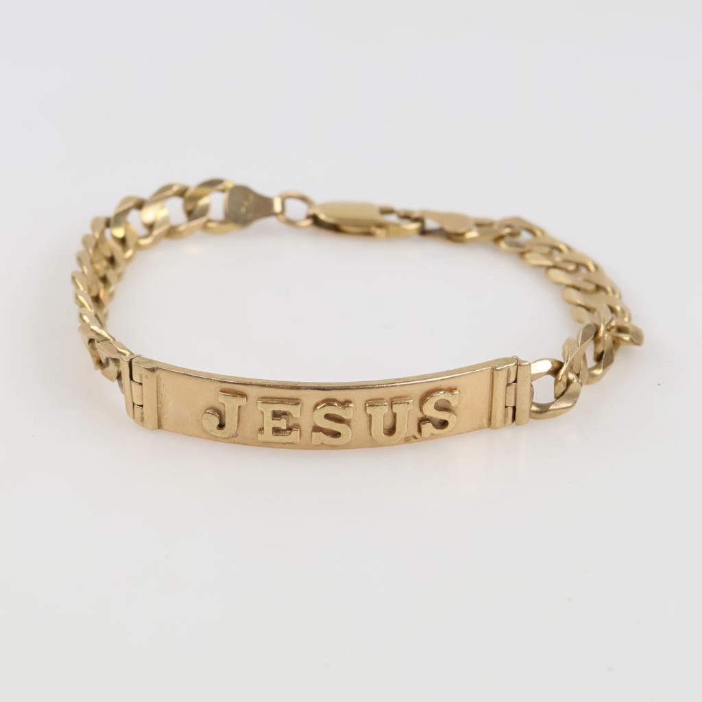 14kt Gold ID "Jesus" Bracelet