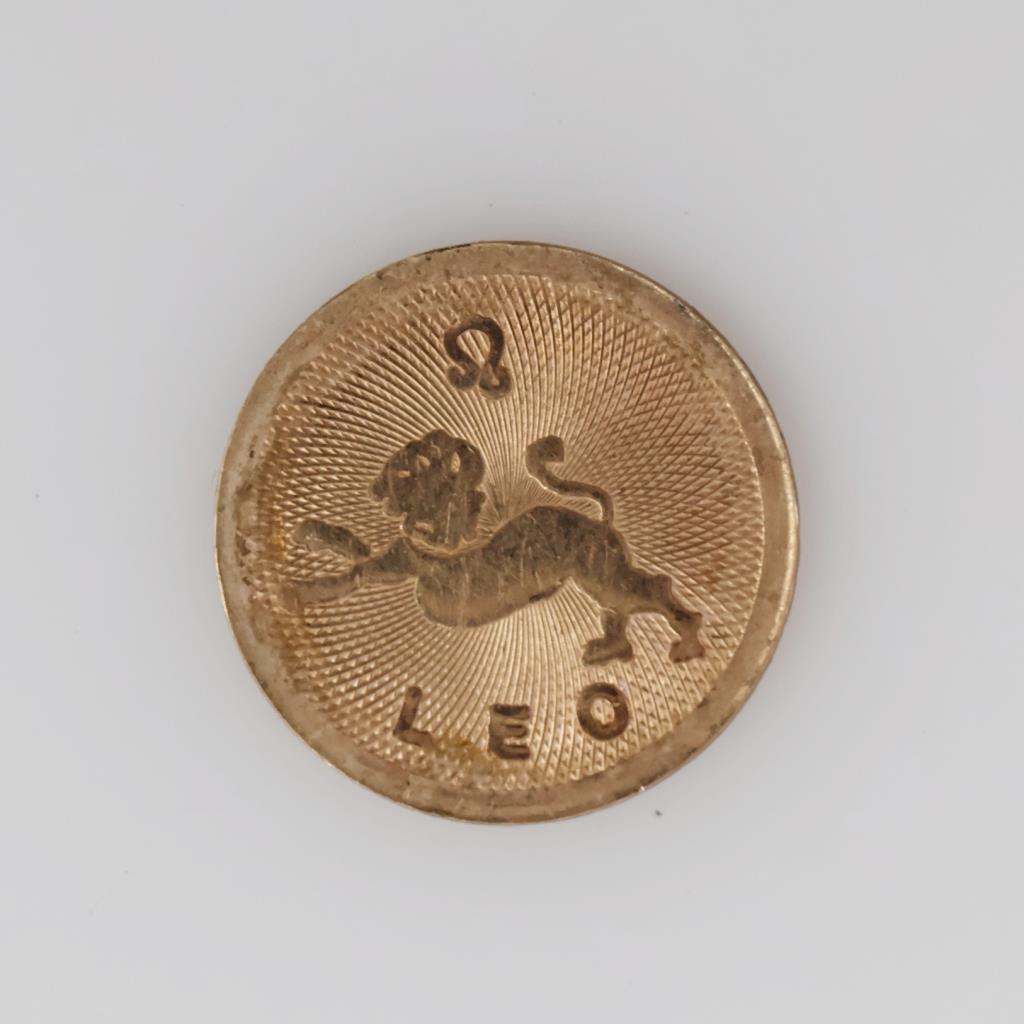 14kt Gold "Leo" Astrology Token
