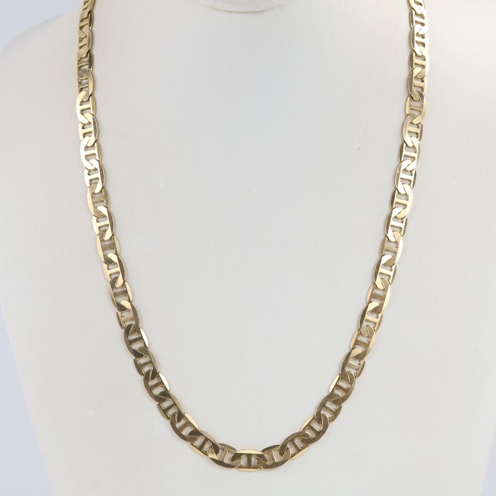 14kt Gold Mariner Link Necklace- Evaluated by our Certified Gemologist-AGS/GIA