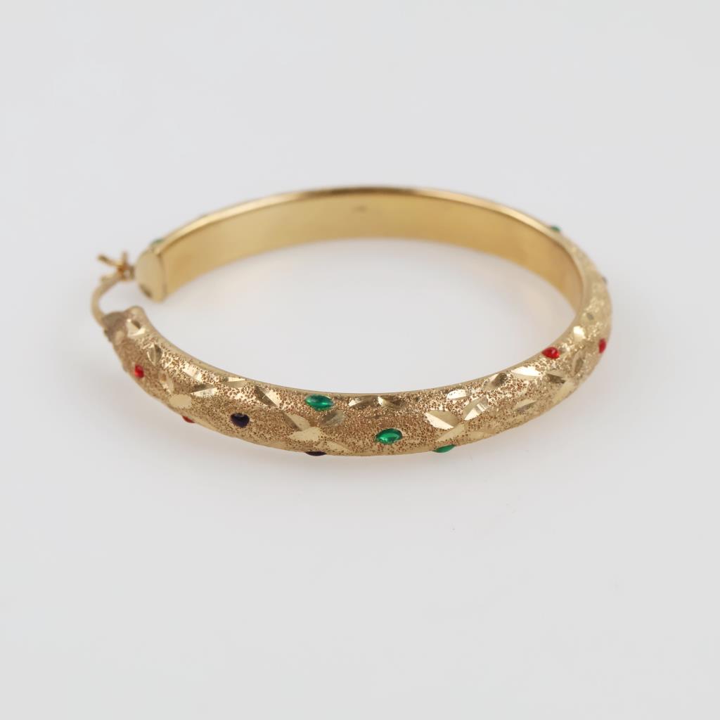 14kt Gold Multi-color Accent Hollow Hoop Earring