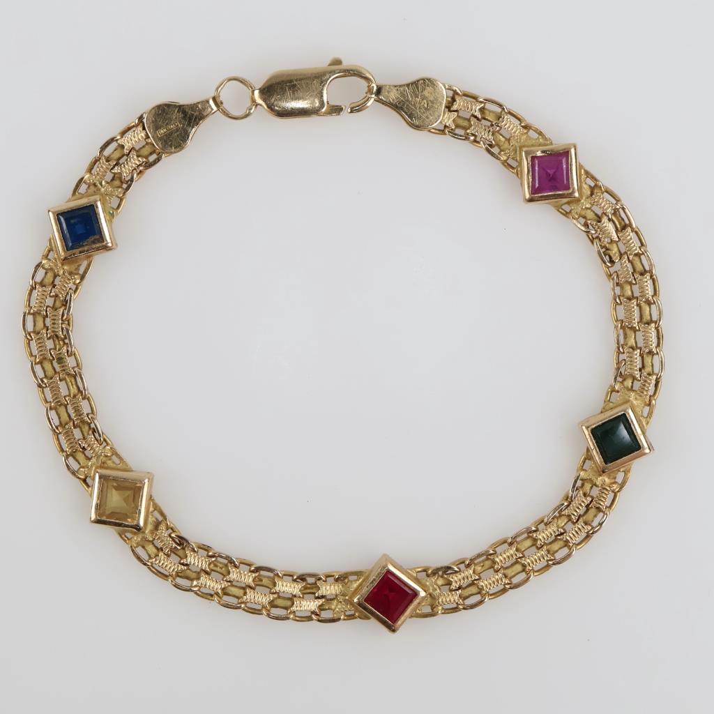 14kt Gold Multicolored Stone Bracelet