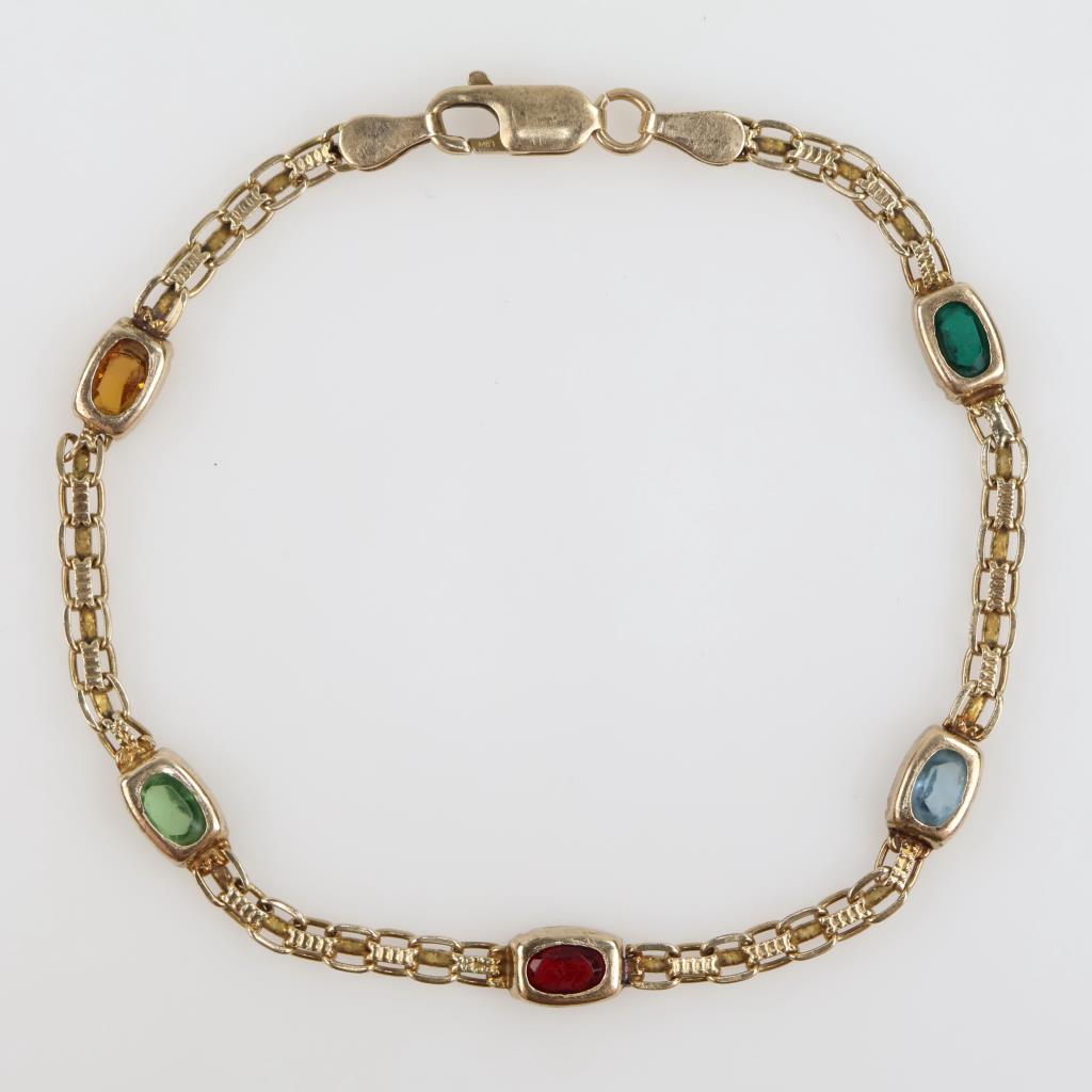 14kt Gold Multicolored Stone Bracelet