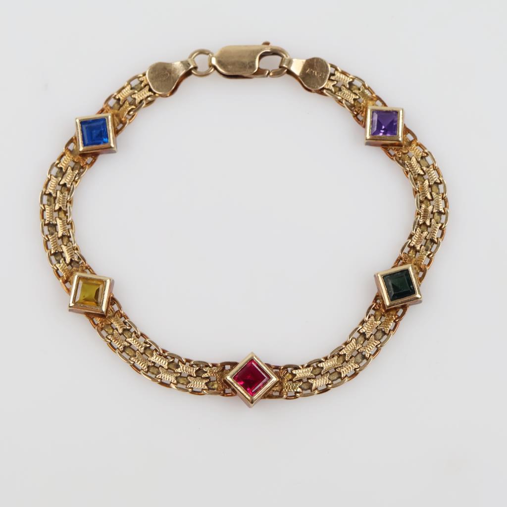 14kt Gold Multicolored Stone Bracelet