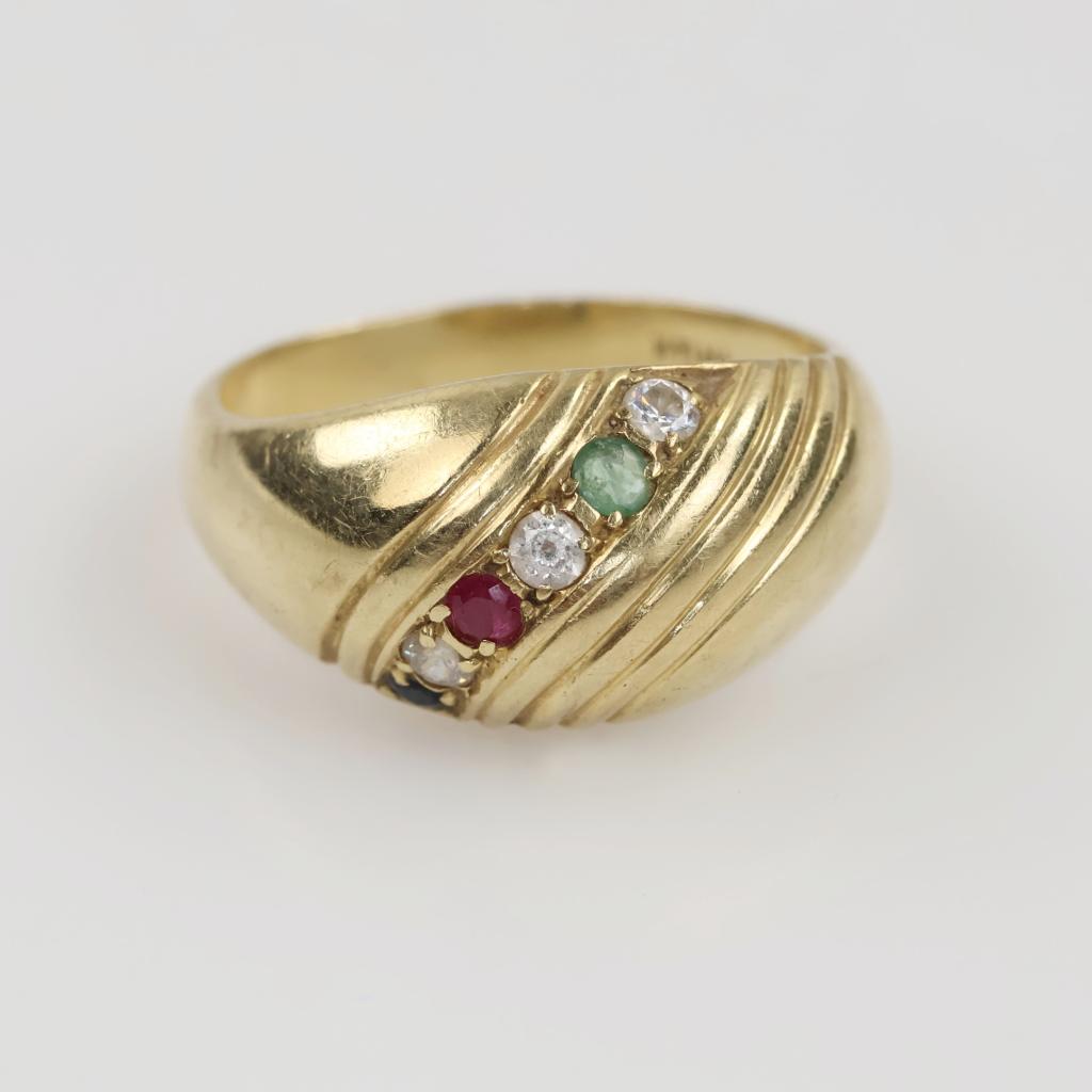 14kt Gold Multicolored Stone Ring