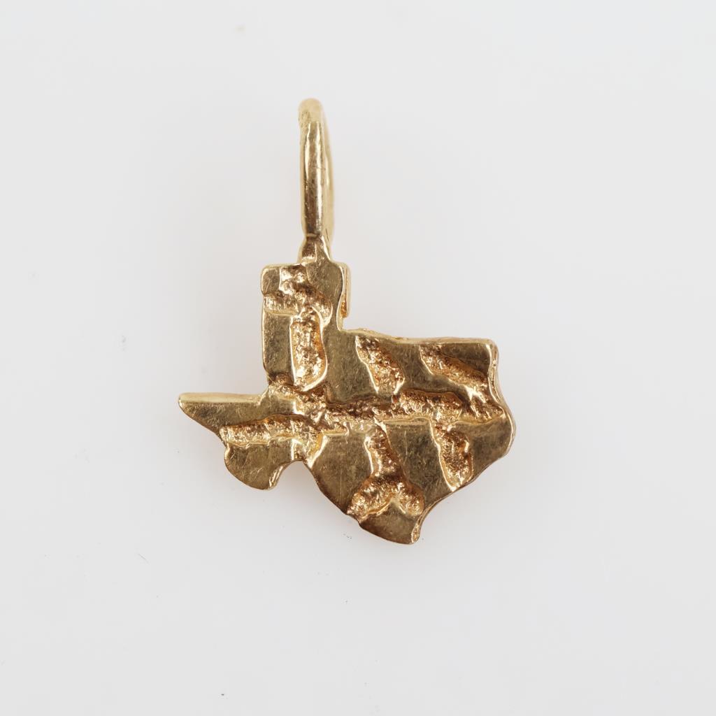 14kt Gold Nugget Style Texas Pendant