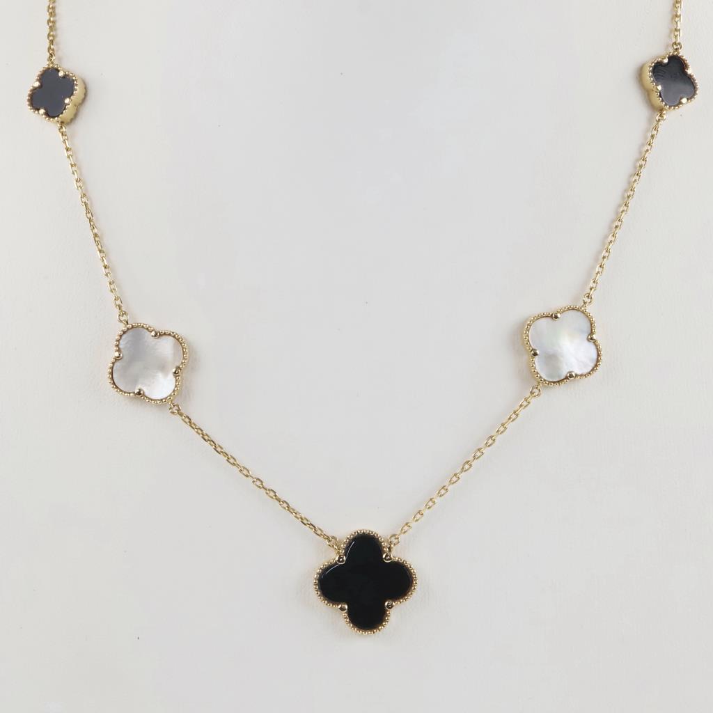 CLOVER 10 MOTIF WHITE MOP NECKLACE
