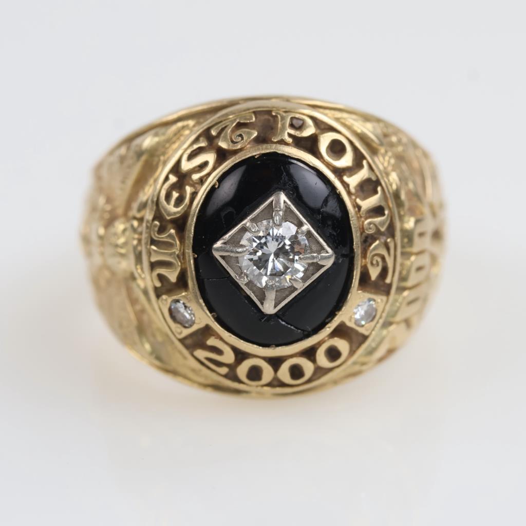 14kt Gold Onyx Diamond Class Ring -Evaluated By Our Certified Gemologist-AGS/GIA