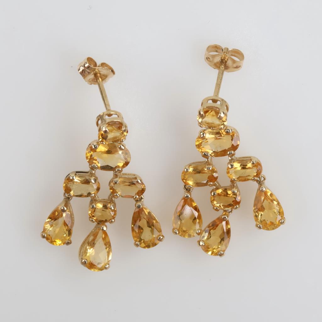 14kt Gold Orange Stone Dangle Earrings