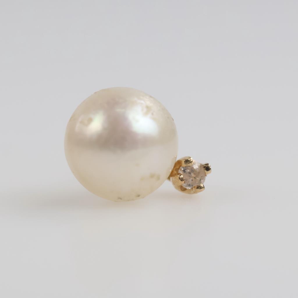 14kt Gold Pearl And Diamond Accent Single Earring