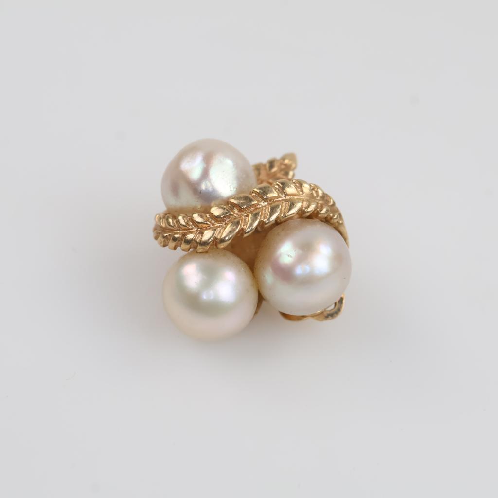 14kt Gold Pearl Clip On Single Earring