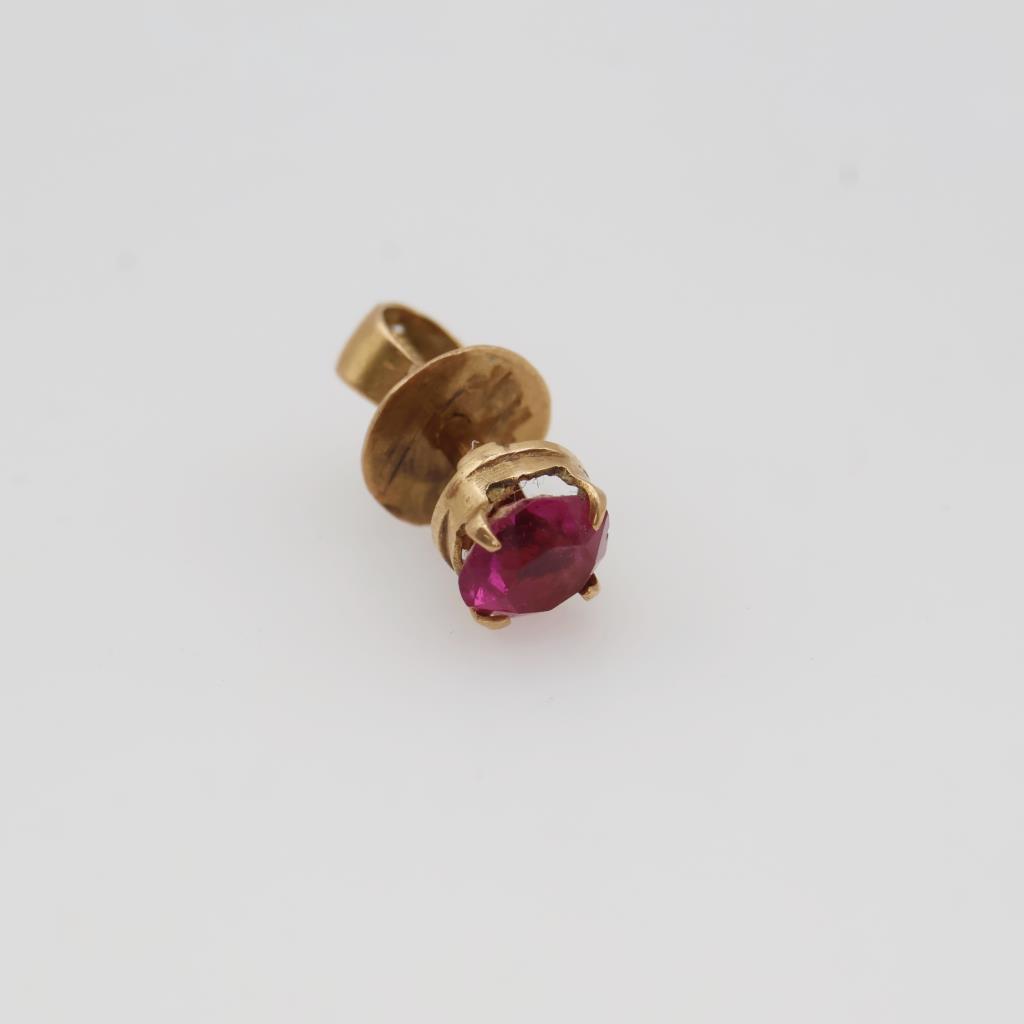 14kt Gold Pink Stone Earring