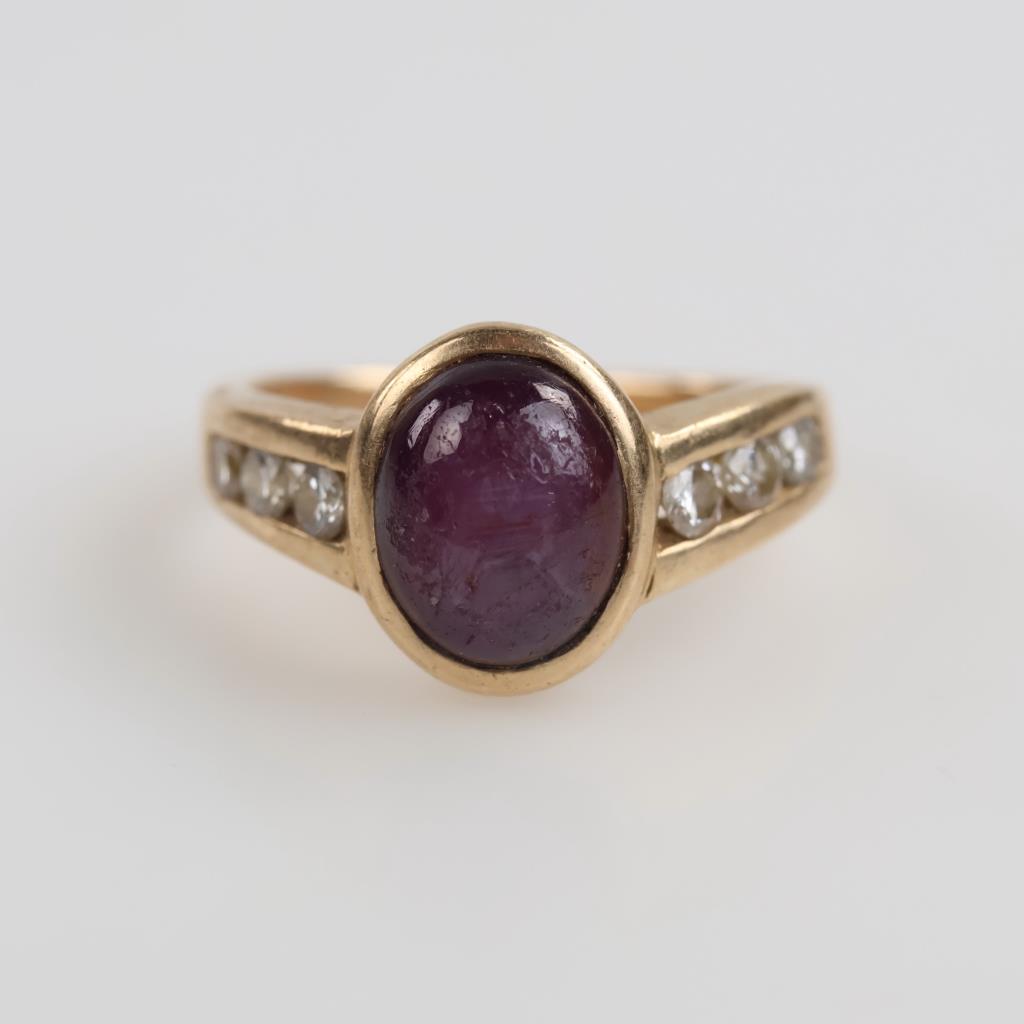 14kt Gold Purple Stone Diamond Ring