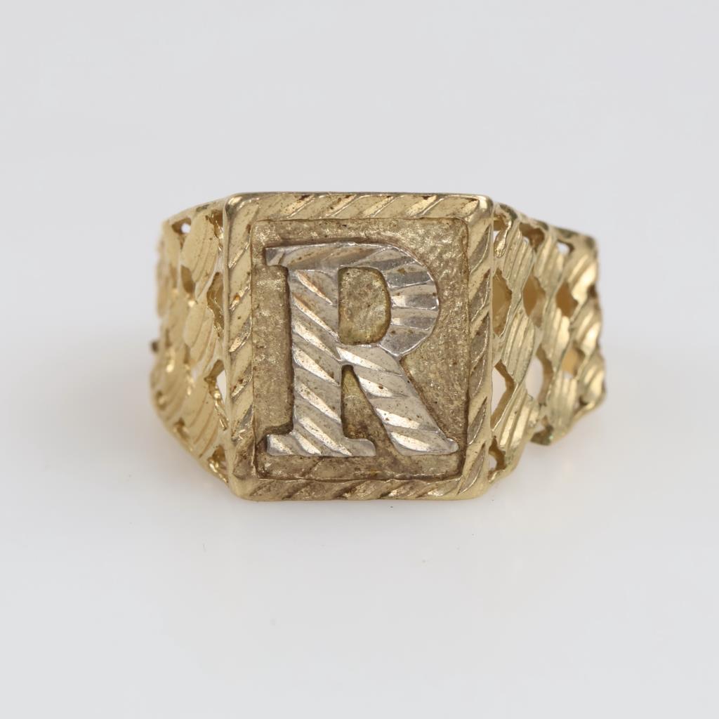 14kt Gold "R" Ring