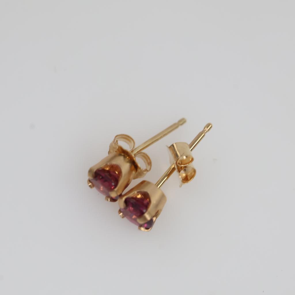 Anti Gold Plated Ear Studs Round Red Stone main image 0