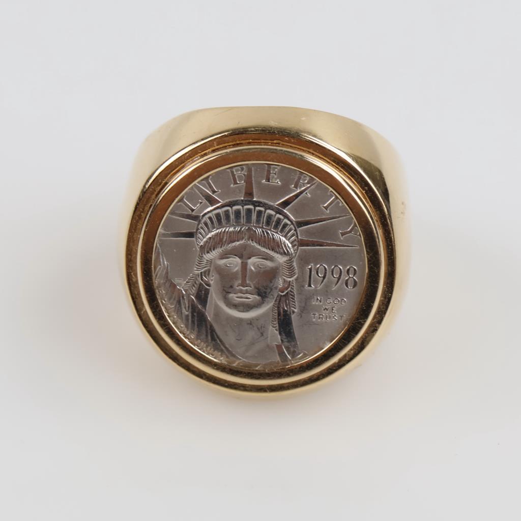 14kt Gold Ring Platinum Eagle Coin