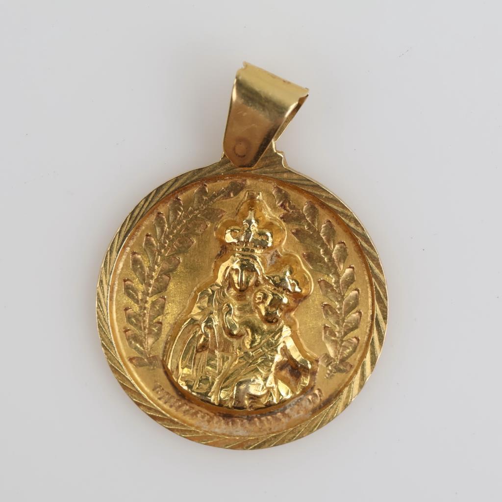14kt Gold Semi Hollow Religious Pendant