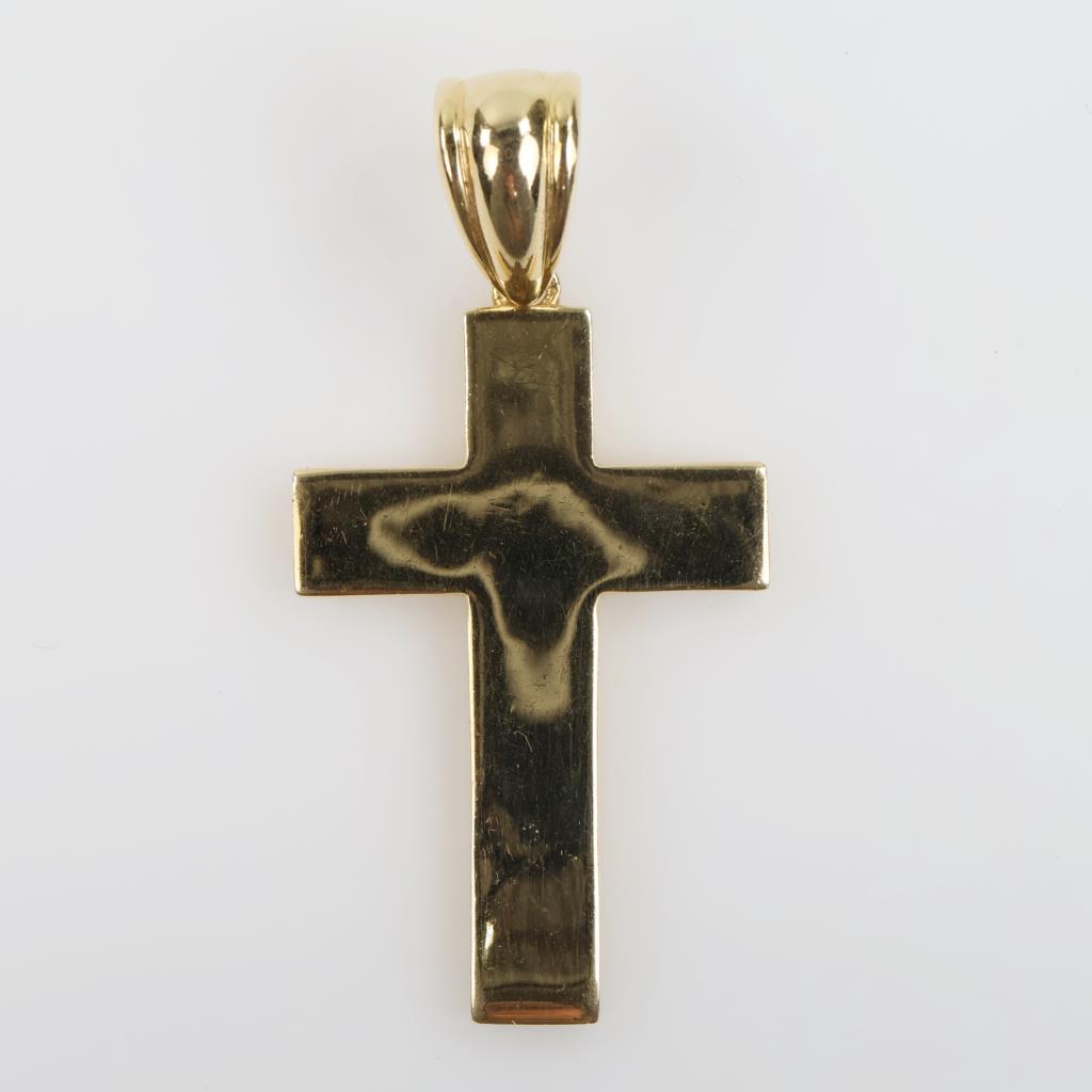 14kt Gold Semi-hollow Cross Pendant