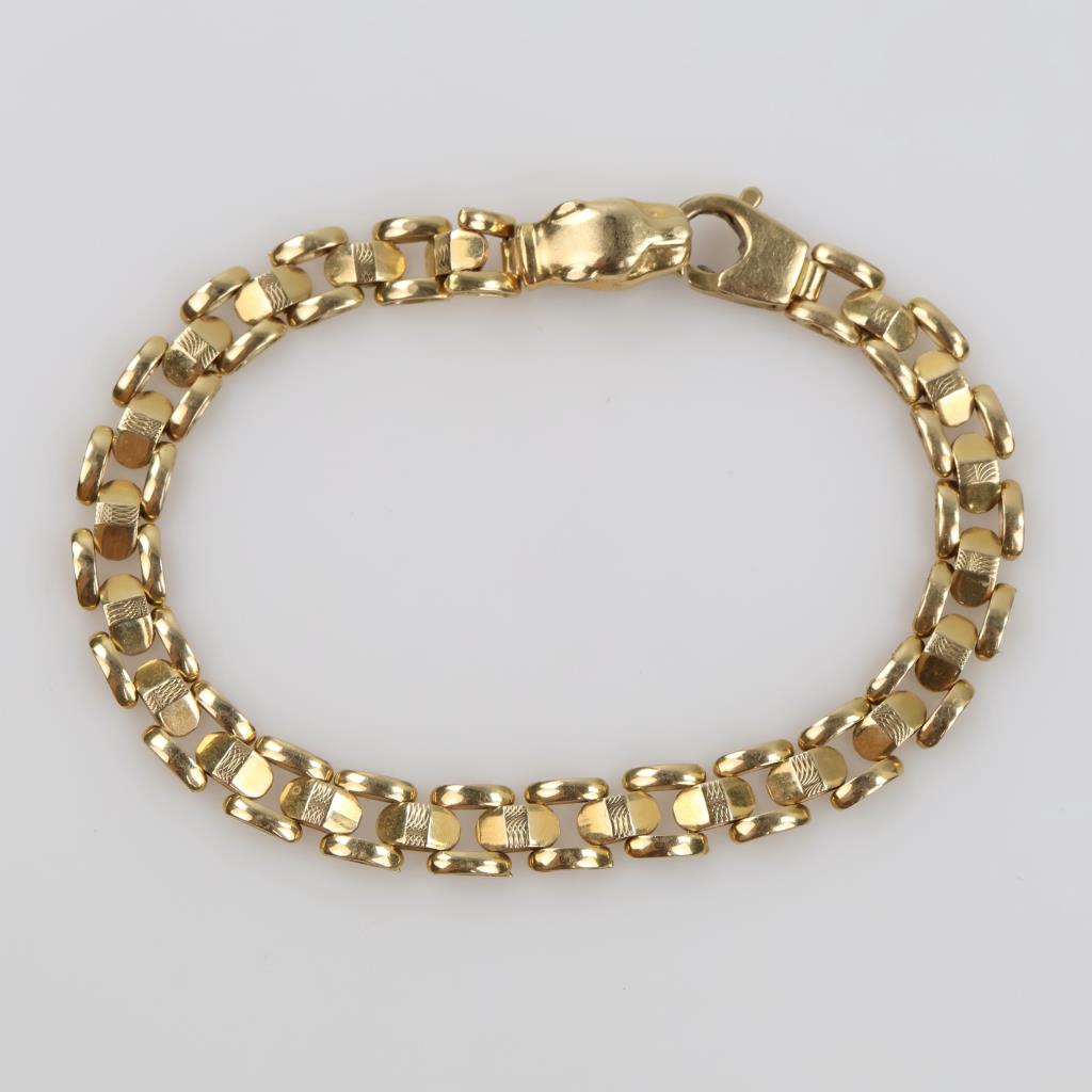 14kt Gold Semi-hollow Jaguar Clasp Bracelet
