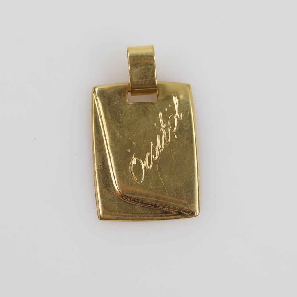 14kt Gold Semi-hollow Rectangular Pendant