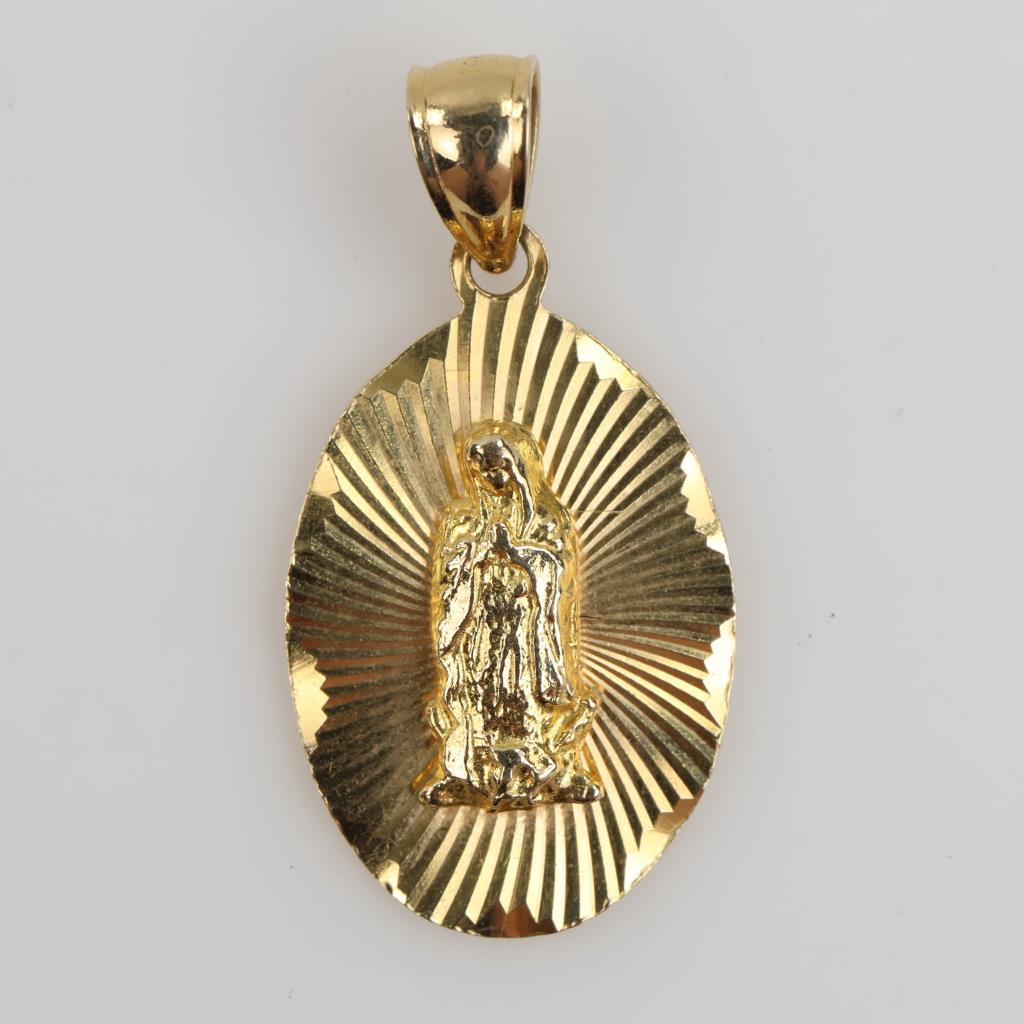 14kt Gold Semi-hollow Religious Pendant