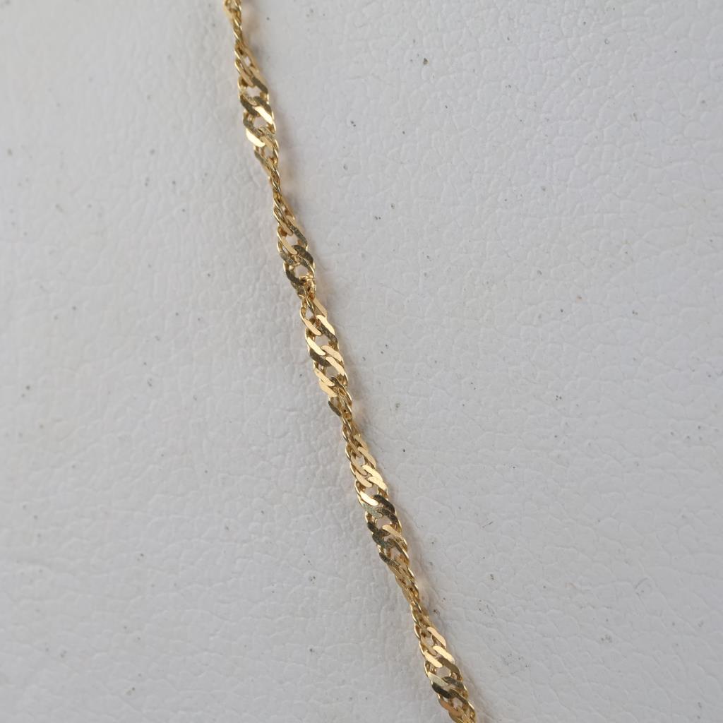 Real 8K Gold Singapore Chain Necklace - 1.2mm Twisted, 36-70cm Lengths, Nickel-Free, Made In Germany