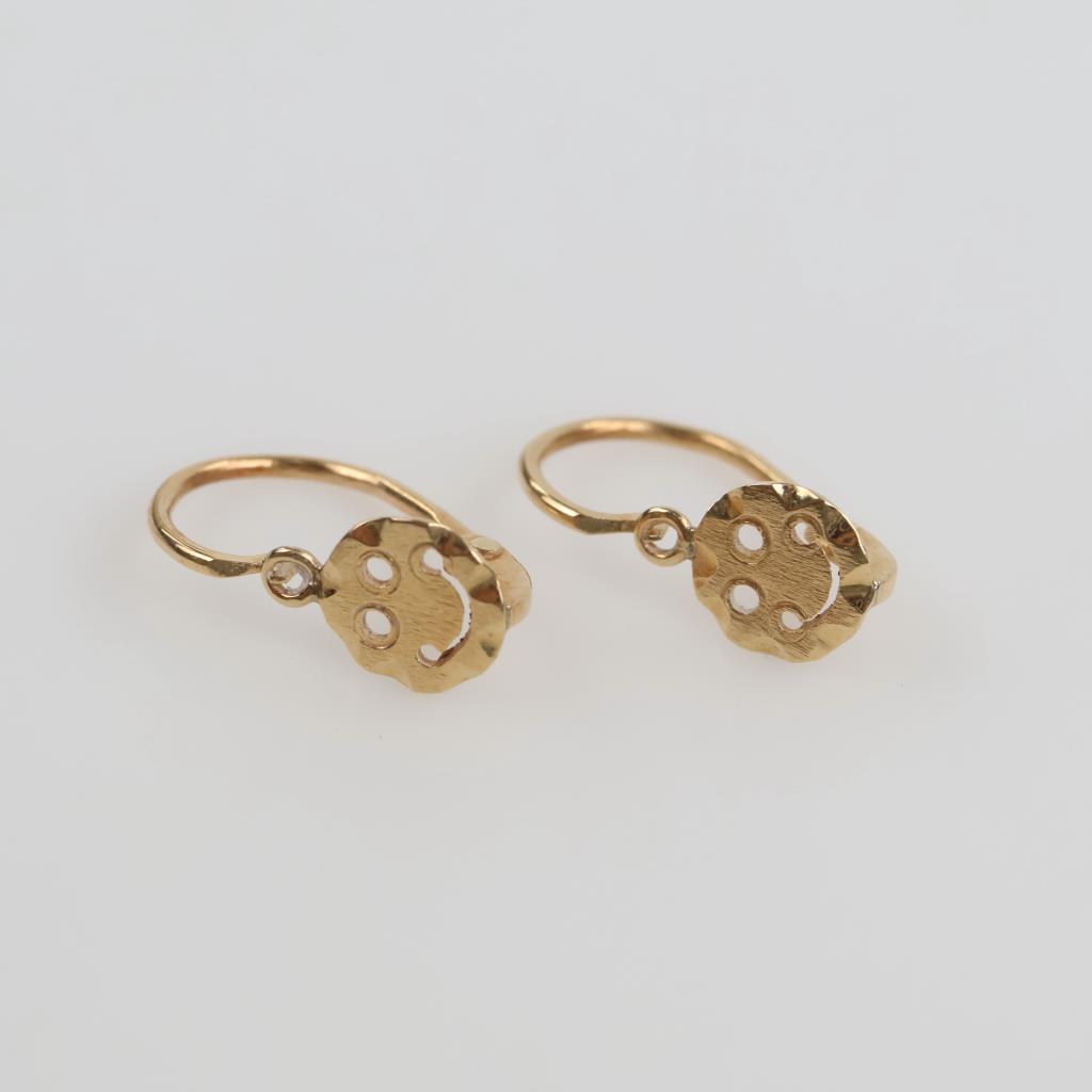 14kt Gold Smiley Face Drop Earrings