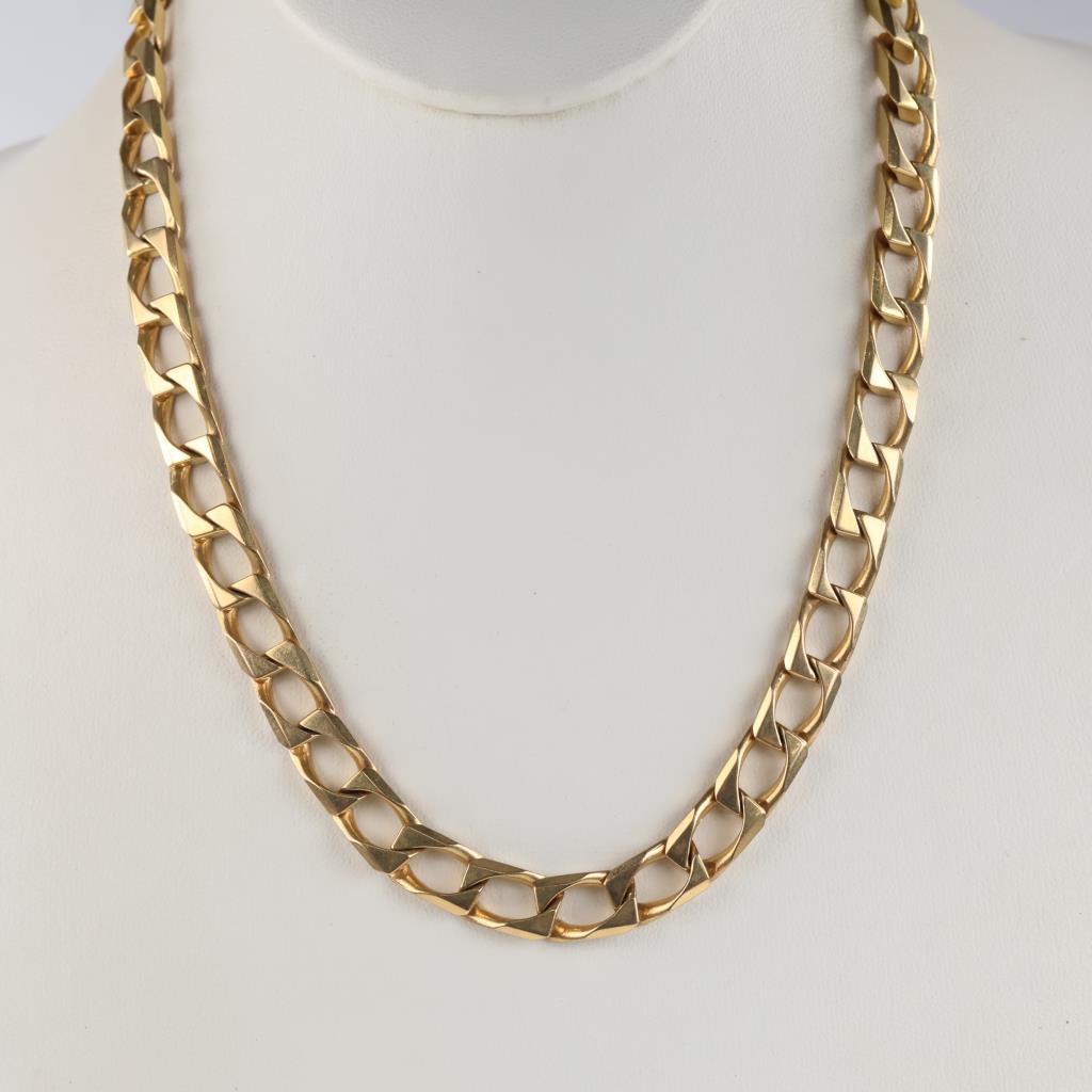 14kt Gold Square Box Chain Link Necklace -  Evaluated By Our Certified Gemologist - AGS / GIA