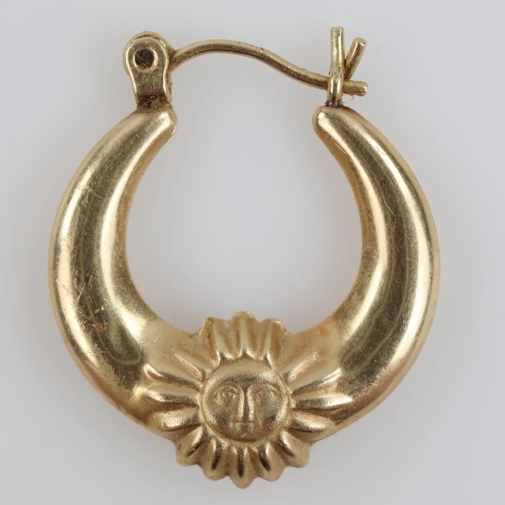 14kt Gold Sun Hollow Hoop Earring