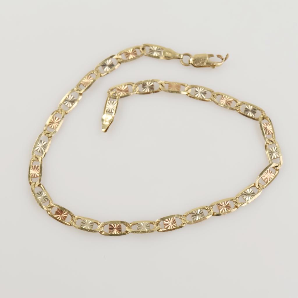 14kt Gold Tri-color Mariner Chain Anklet