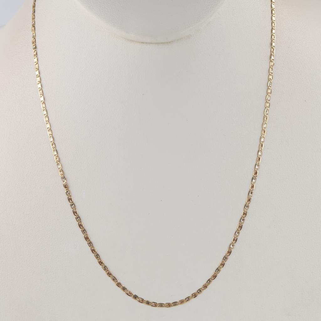 14kt Gold Tri-color Mariner Chain Necklace