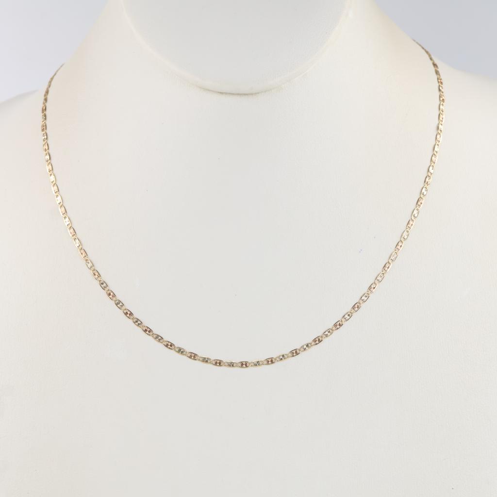 14kt Gold Tri-color Mariner Chain Necklace